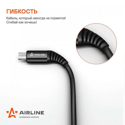 Кабель USB - micro USB 1м, черный нейлоновый