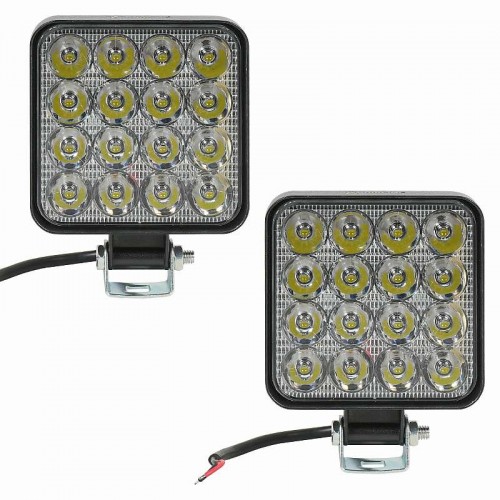 Фара светодиодная квадратная 16LED, направленный свет, 16Вт, 83х83х22мм, 12В, комплект 2 шт. STANDART