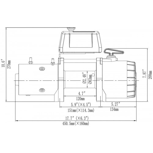 Лебёдка электрическая 12V Runva 12500 lbs 5670 кг короткий барабан, синтетический трос