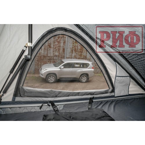 Палатка на крышу автомобиля РИФ Hard RT05-125, корпус белый, тент светло-серый, 210х125х150
