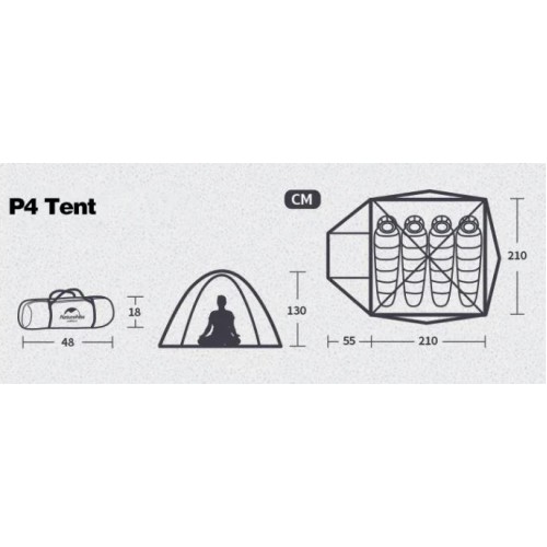 Палатка Naturehike P-Series 4-местная, алюминиевый каркас, зеленая