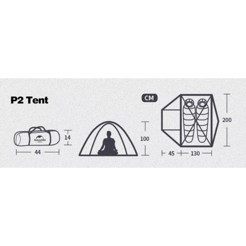 Палатка Naturehike P-Series 2-местная, алюминиевый каркас, голубая