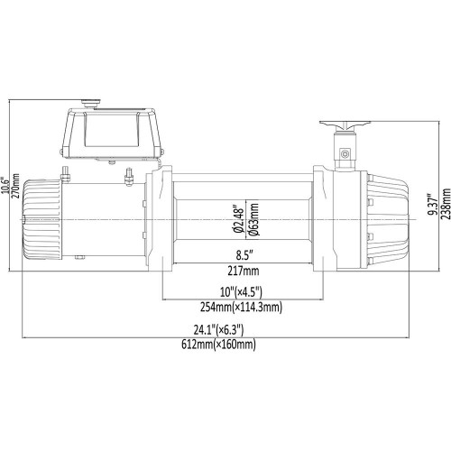 Лебёдка автомобильная электрическая высокоскоростная 12V Runva 9500 lbs 4350 кг, влагозащищенная, комбинированный роспуск, синтетический трос