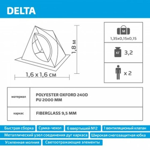 Палатка зимняя двускатная HELIOS DELTA YELLOW, утепленная