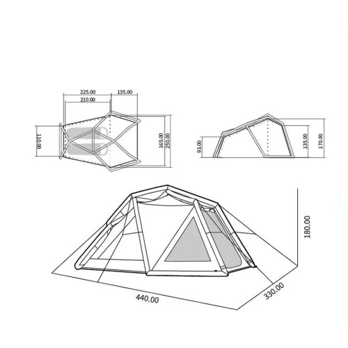 Палатка Naturehike Lingfeng Air 7.3 2-местная, быстросборная, надувной каркас, бело-голубая