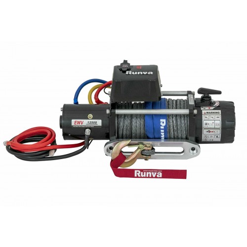 Лебёдка электрическая 12V Runva 12500 lbs 5670 кг (синтетический трос)