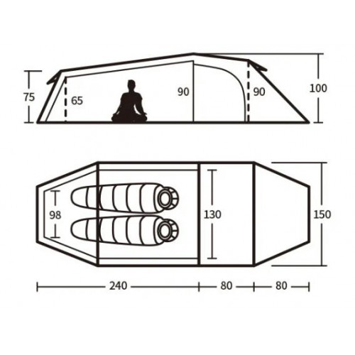 Палатка Naturehike Opalus 2-местная, алюминиевый каркас, оранжевая