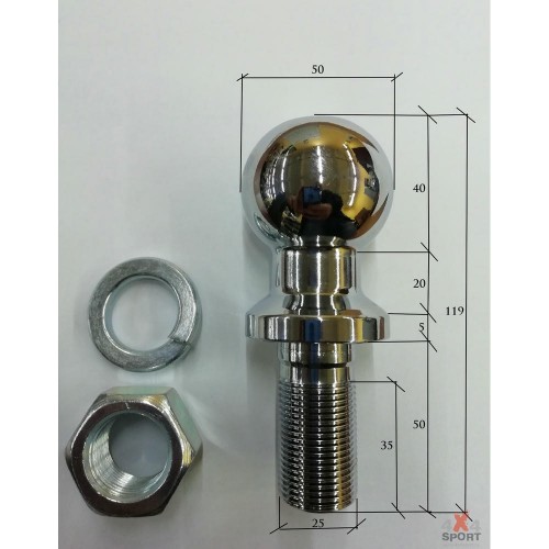 Шар для фаркопа 50 мм (диаметр резьбы 25 мм), тип E