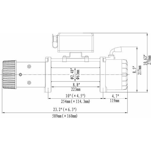 Лебёдка электрическая высокоскоростная 12V Runva 9500 lbs 4350 кг (синтетический трос)