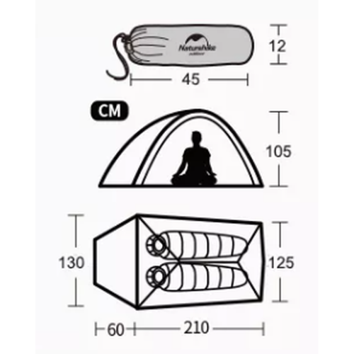 Палатка Naturehike Cloud Up Si 2-местная, алюминиевый каркас, сверхлегкая, серо-красная