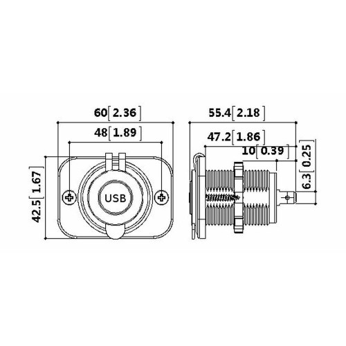 Розетка USB 3,1А c монтажной панелью