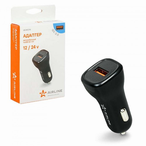 Адаптер автомобильный 1хUSB QC 3.0 12/24В