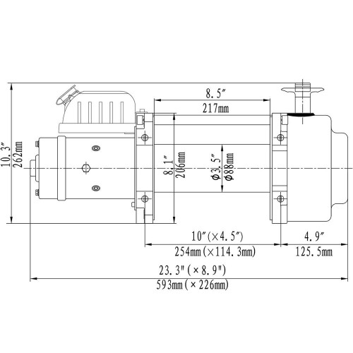 Лебёдка электрическая (индустр.) 12V Runva 15000 lbs 6800 кг синтетический трос