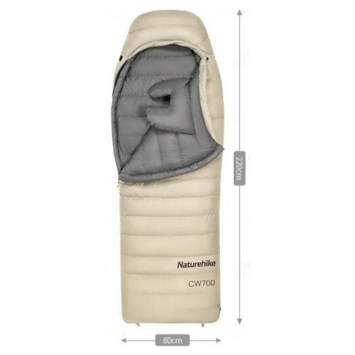 Мешок спальный Naturehike CW700, 220х80 см, (правый) (ТК: -2C), бежевый