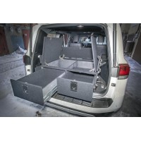 Органайзер в багажник для Toyota Land Cruiser 300 (2 выдв.ящика+клав.замки+спальник)