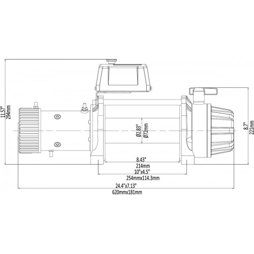 Лебёдка автомобильная электрическая 12V Runva 9500 lbs 4350 кг MAX влагозащищенная, синтетический трос