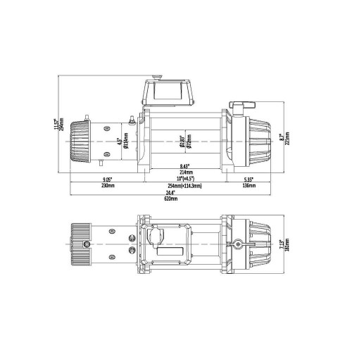 Лебёдка автомобильная электрическая 12V Runva 9500 lbs 4350 кг MAX влагозащищенная, стальной трос (228:1)