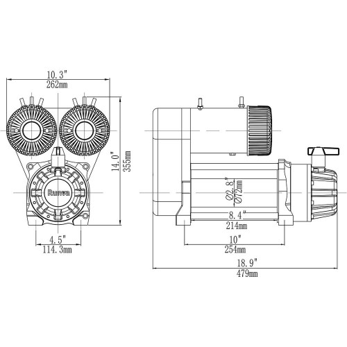 Лебёдка автомобильная электрическая 12V Runva 10000 lbs 4500 кг двухмоторная (синтетический трос)