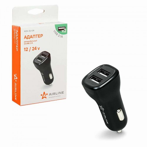 Адаптер автомобильный 2хUSB 2.1А, 12/24В