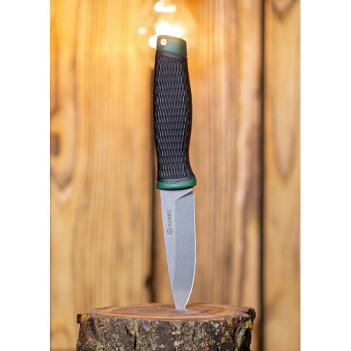 Нож GANZO G806, длина клинка 98 мм, черный c зеленым