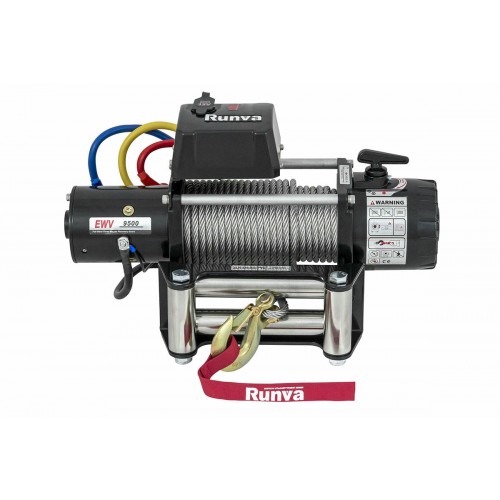 Лебёдка электрическая 12V Runva 9500 lbs 4350 кг (стальной трос)