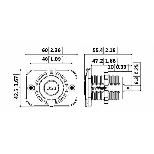 Розетка USB 3,1А c монтажной панелью