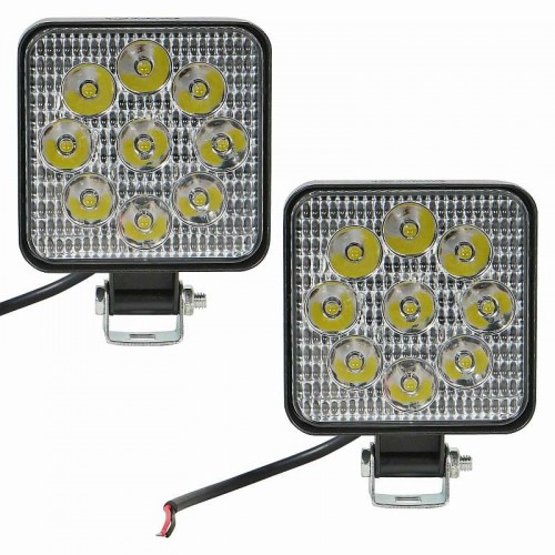 Фара светодиодная квадратная 9LED, направленный свет, 9Вт, 83х83х22мм, 12В, комплект 2 шт. STANDART