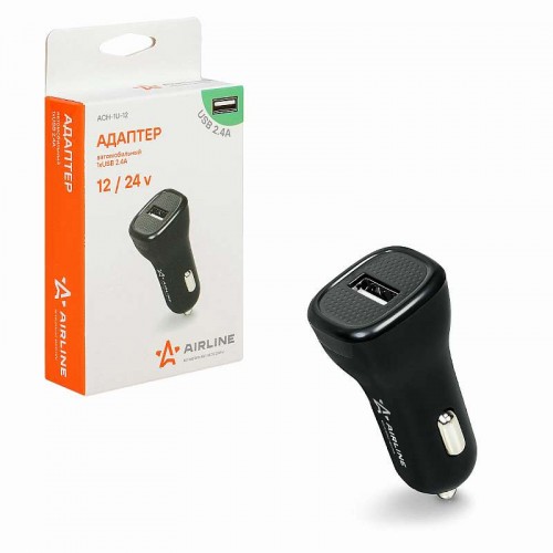 Адаптер автомобильный 1хUSB 2.1А, 12/24В