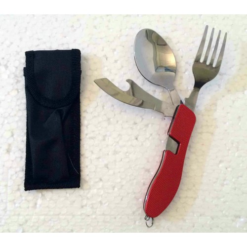 Набор столовых приборов M-5619 (мультитул) ложка, вилка, нож, открывалка